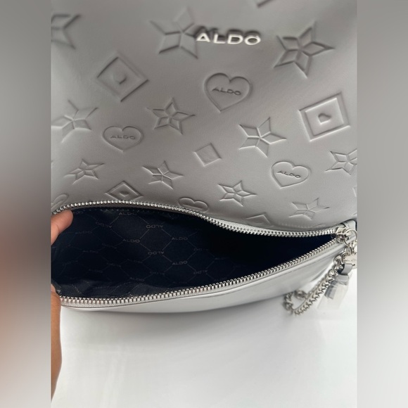 Aldo Mini Backpack Purse Light Gray Color With Chain Detail - Picture 5 of 7
